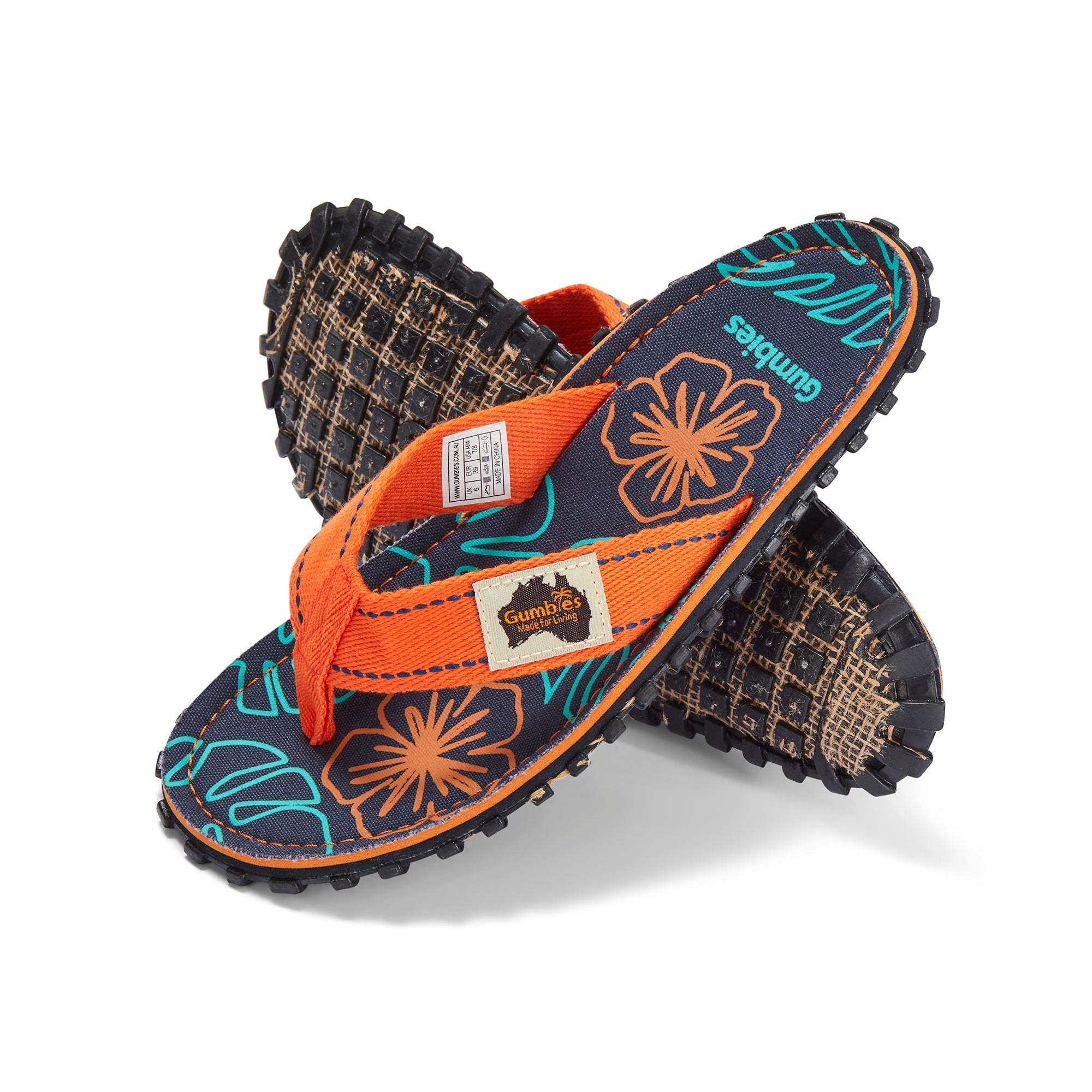 Islander Thongs - Men's - Orange Hibiscus