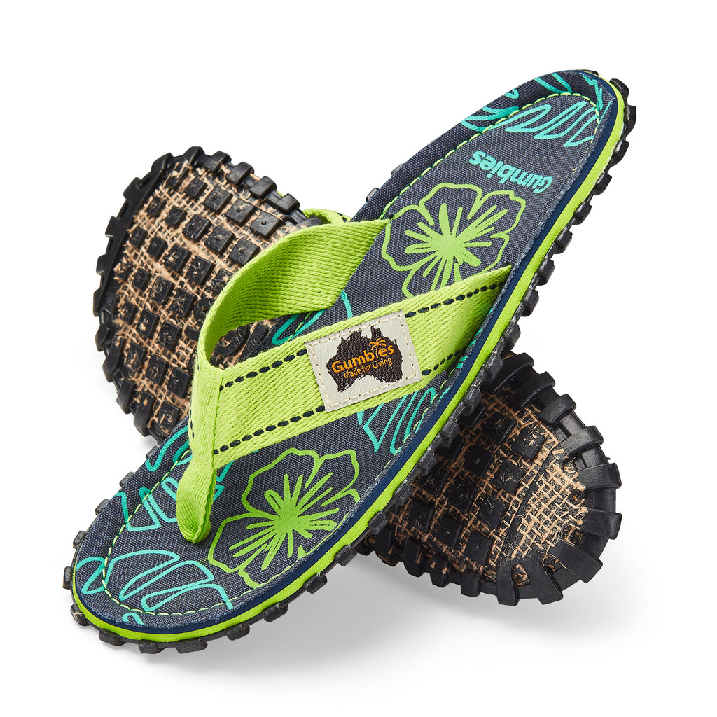 Islander Thongs - Women's - Lime Hibiscus
