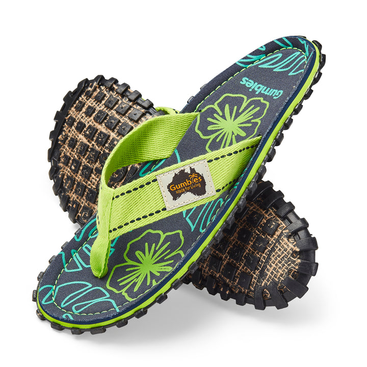 Islander Thongs - Men's - Lime Hibiscus